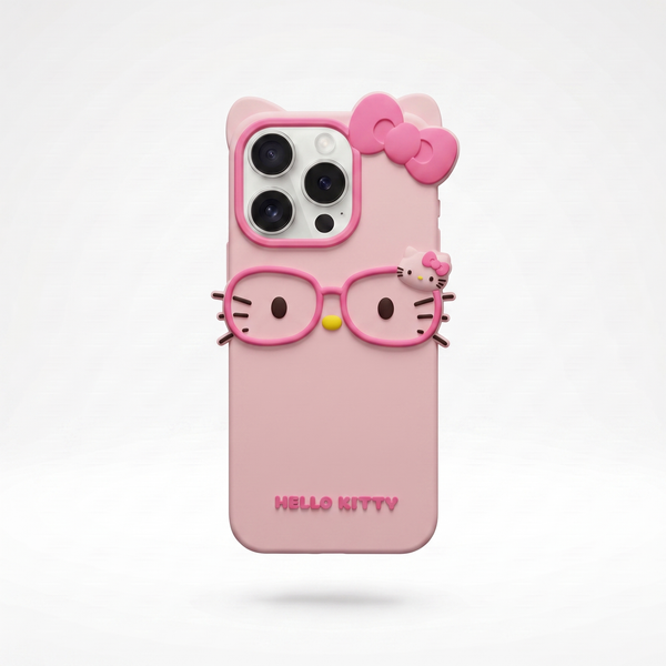 KASED Kitty Crush phone case – blush glasses-cat design for iPhone, cute aesthetic