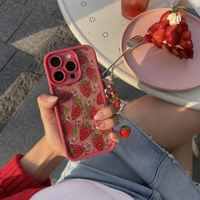 KASED Berry Sweet iPhone case – strawberry floral print, shown on iPhone