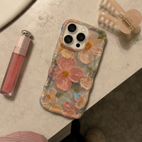 KASED Cute Beauty iPhone case – oil-painting floral print, close-up detail
