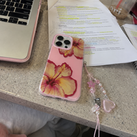 KASED Island Blush iPhone case – blush hibiscus design, detail view