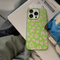 KASED Wild Fern iPhone case – fern-green leopard print, close-up detail