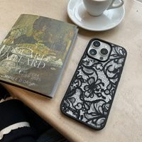 KASED Lace Darling iPhone case – rose lace texture, shown on iPhone