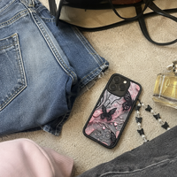 KASED Midnight Wings iPhone case – black butterfly design, detail view