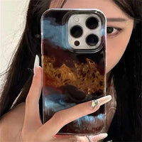 Vortex Pattern Amber Black Brown Blend Silicone Phone Case For iPhone 17 16 11 12 13 14 15 Pro Max XR Plus SE2 16E 17 Air Cover