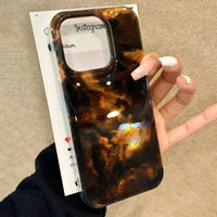 Vortex Pattern Amber Black Brown Blend Silicone Phone Case For iPhone 17 16 11 12 13 14 15 Pro Max XR Plus SE2 16E 17 Air Cover