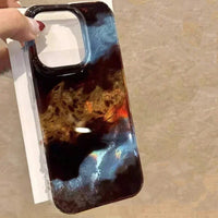 Vortex Pattern Amber Black Brown Blend Silicone Phone Case For iPhone 17 16 11 12 13 14 15 Pro Max XR Plus SE2 16E 17 Air Cover