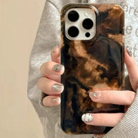 Vortex Pattern Amber Black Brown Blend Silicone Phone Case For iPhone 17 16 11 12 13 14 15 Pro Max XR Plus SE2 16E 17 Air Cover