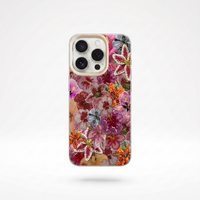 Luxurious Beaded Flower Lychee Texture Phone Case For iPhone 17 16 15 14 13 12 11 Pro Max 14 15 Plus 17Air Silicone Soft Cover