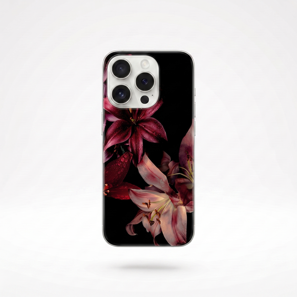 KASED Scarlet Lily phone case – elegant red lily floral design for iPhone, bold feminine aesthetic