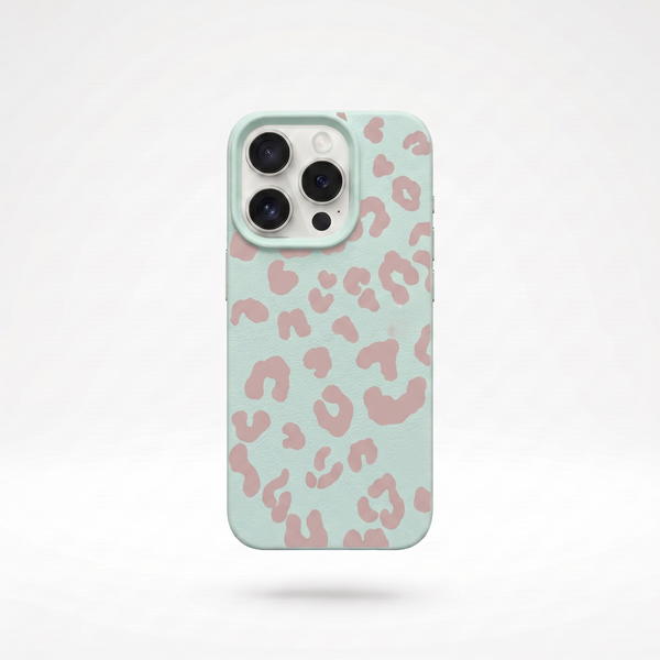 KASED Pistachio Purr phone case – pistachio-green leopard-print design for iPhone, it-girl aesthetic