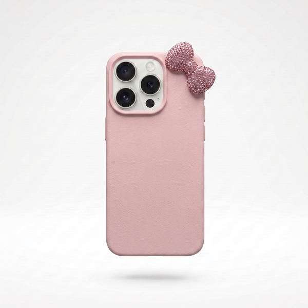 KASED Blush Bow phone case – blush rhinestone bow design for iPhone, glam aesthetic