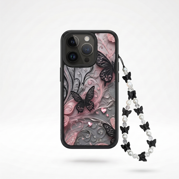 KASED Midnight Wings phone case – black butterfly design for iPhone, dark romantic aesthetic